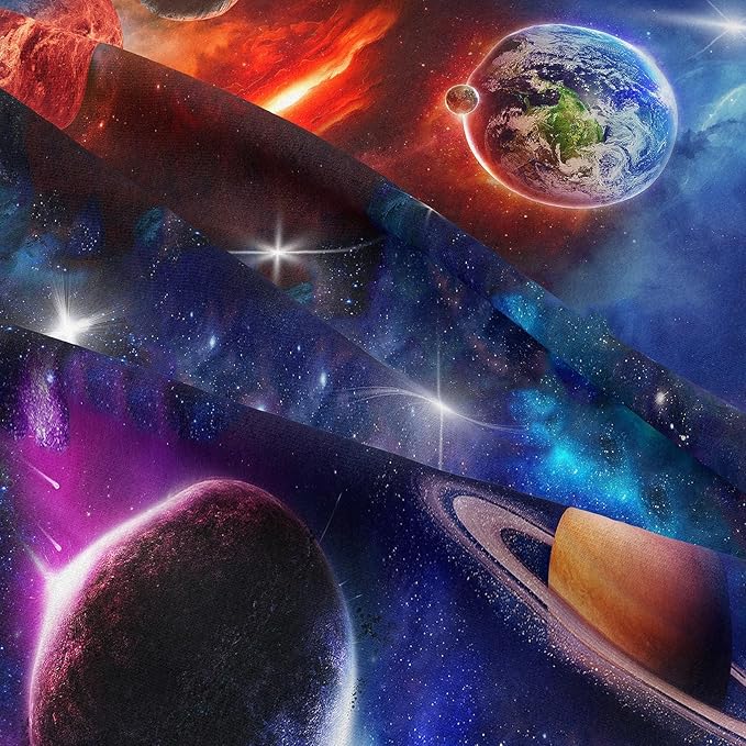 NINENINE Space Bedding Set Full Size for Girls Boys Kids,Purple Galaxy Comforter Set Outer Space Earth Planets Stars Theme Solar Galaxy Bedding System Bed Set with 1 Space Comforter 2 Pillowcases… - LeafyLoom