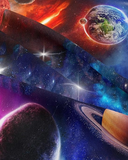 NINENINE Space Bedding Sets Queen Size for Girls Purple Galaxy Comforter Outer Space Earth Planets Stars Theme Solar Galaxy Bedding System Bed Set with 1 Space Comforter 2 Pillowcases - LeafyLoom