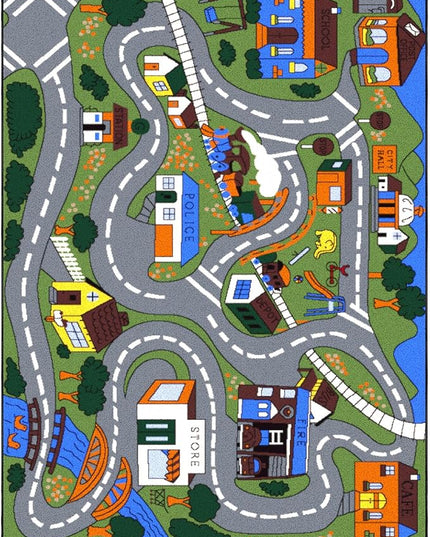Ottomanson Jenny Children's Collection, Area Rug - 5' x 6'6", Educational Traffic - LeafyLoom