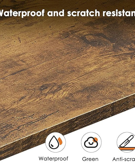 sogesfurniture Mid Century Writing Computer Desk with 3 Drawers, Makeup Vanity Table, 43.3'' Writing Study Desk for Home Office, Dressing Table, Rustic Brown - LeafyLoom