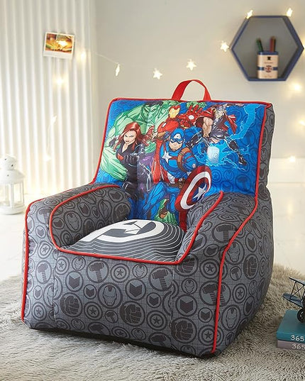 Idea Nuova Marvel Avengers Toddler Nylon Bean Bag Chair with Piping & Top Carry Handle, Large - LeafyLoom