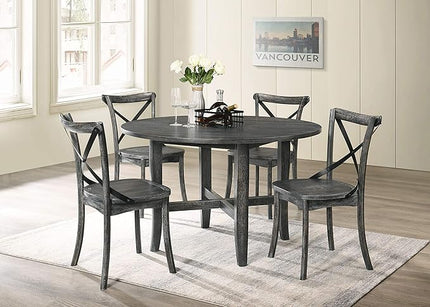 NicBex Dining Table Contemporary Kitchen Table Farmhouse Rustic Solid Wood Dining Table, Rustic Gray for Small Place Round Dining Table, Easy Assembly, Gray - LeafyLoom