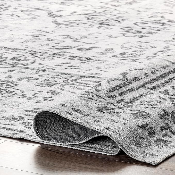 nuLOOM Bess Persian Vintage Machine Washable Ultra Thin Area Rug, 5' x 8', Ivory - LeafyLoom