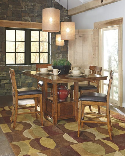 Signature Design by Ashley Ralene Traditional 36" Counter Height Dining Room Extension Table, Medium Brown - LeafyLoom