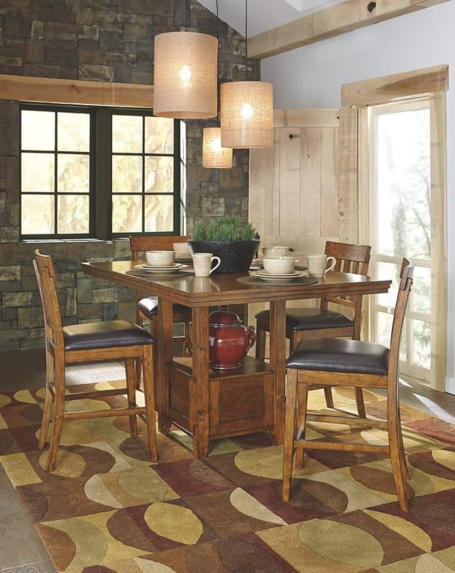 Signature Design by Ashley Ralene Traditional 36" Counter Height Dining Room Extension Table, Medium Brown - LeafyLoom