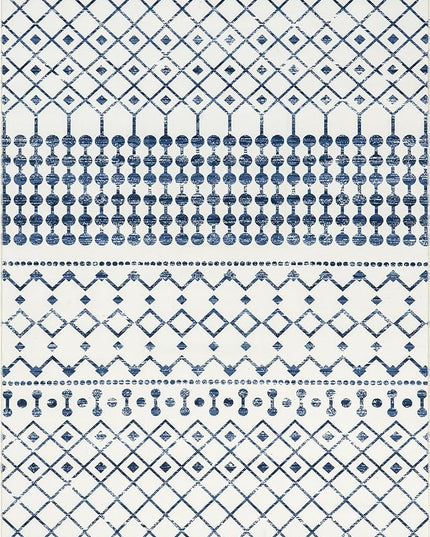 nuLOOM Moroccan Blythe Machine Washable Ultra Thin Area Rug, 4' x 6', Blue - LeafyLoom