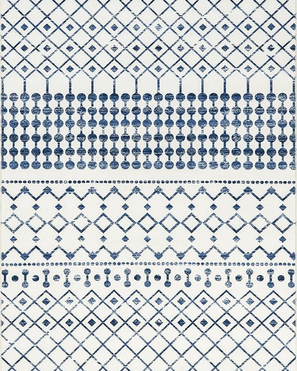 nuLOOM Moroccan Blythe Machine Washable Ultra Thin Area Rug, 8' x 10', Blue - LeafyLoom
