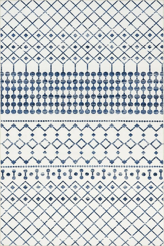 nuLOOM Moroccan Blythe Machine Washable Ultra Thin Area Rug, 8' x 10', Blue - LeafyLoom