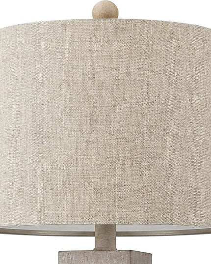 BOBOMOMO 27" Table Lamp with USB C+A Charging Ports Set of 2 Antique Nightstand Lamp for Bedroom Living Room Farmhouse Office Retro Rustic Resin Bedside Desk Lamps Washed White - LeafyLoom