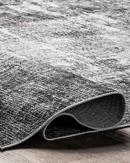 nuLOOM Corinna Modern Abstract Machine Washable Ultra Thin Area Rug, 5' x 8', Charcoal - LeafyLoom