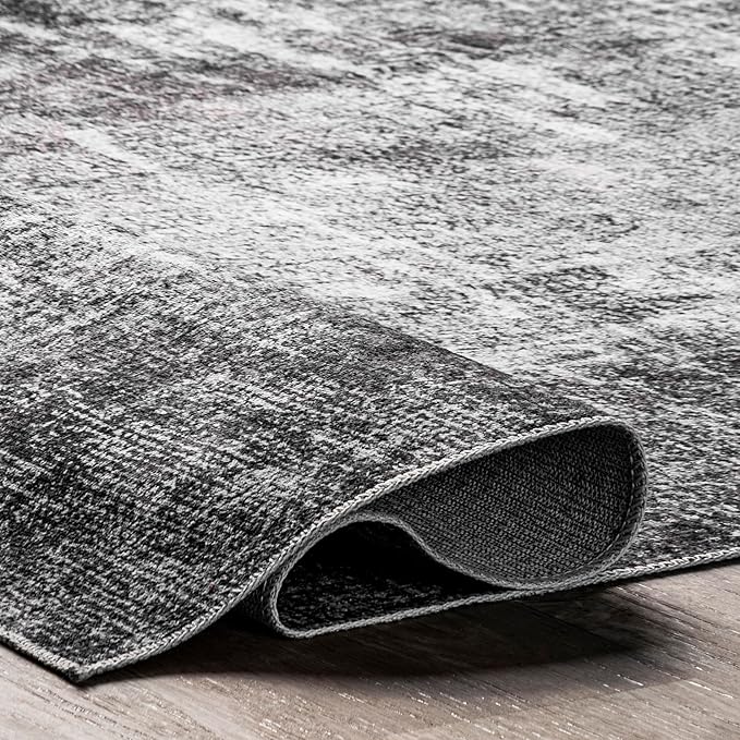 nuLOOM Corinna Modern Abstract Machine Washable Ultra Thin Area Rug, 8' x 10', Charcoal - LeafyLoom