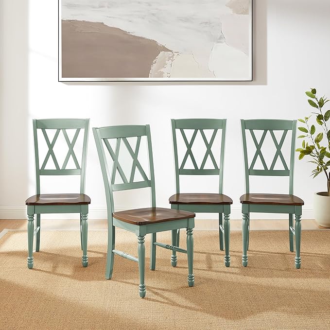 Crosley Furniture Shelby Dining Chairs (Set of 4), Distressed Teal - LeafyLoom