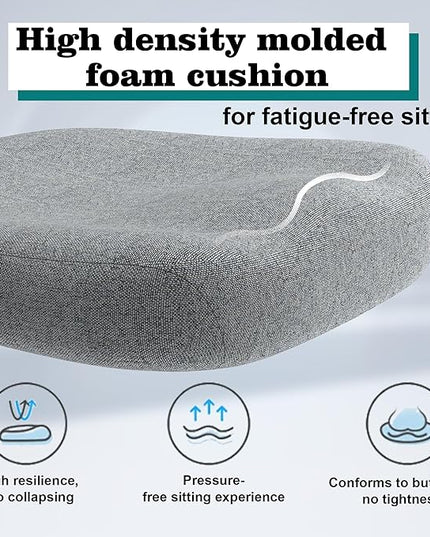 Ergonomic Office Chair, High Back Mesh Desk Chair with Thick Molded Foam Cushion, Coat Hanger, Adjustable Headrest, Lumbar Support, Tilt & Lock Function - Computer Chair (Light Grey) - LeafyLoom