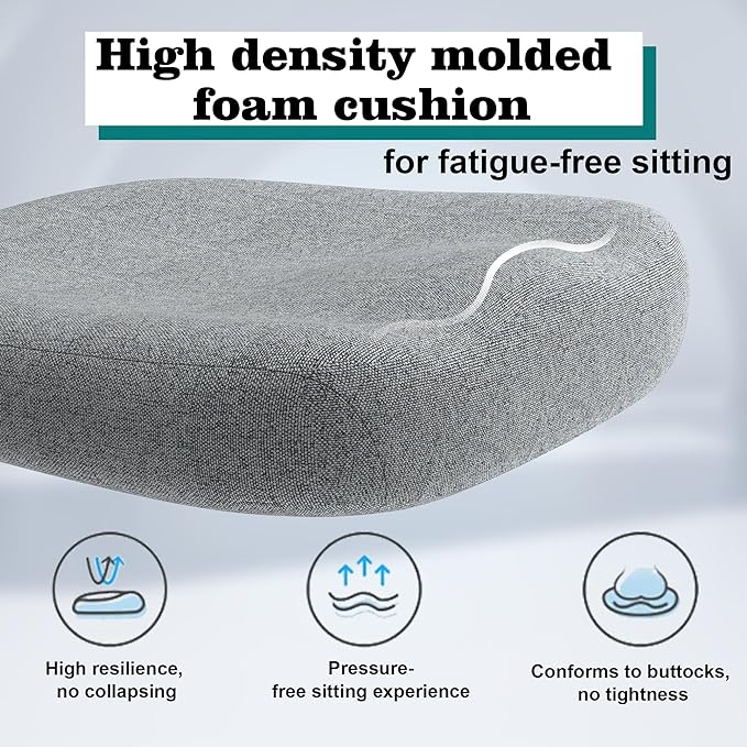 Ergonomic Office Chair, High Back Mesh Desk Chair with Thick Molded Foam Cushion, Coat Hanger, Adjustable Headrest, Lumbar Support, Tilt & Lock Function - Computer Chair (Light Grey) - LeafyLoom