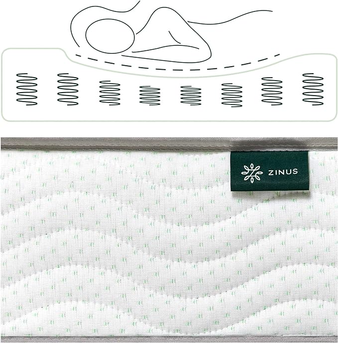 ZINUS 6 Inch Foam and Spring Mattress, Twin, CertiPUR-US Certified Foams, Mattress in A Box, White - LeafyLoom