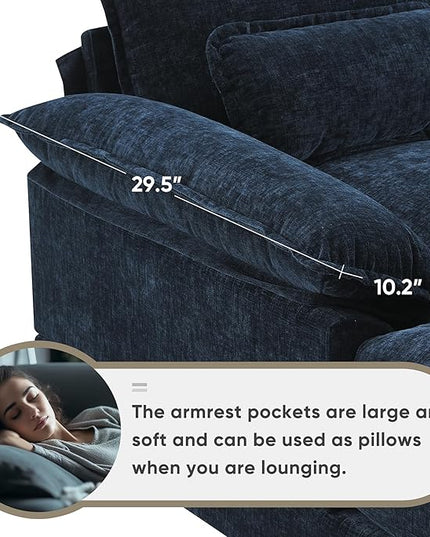 U Shaped Symmetrical Modular Sectional Sofa Cloud Couch with Double Chaise Lounge and Center Console,Cupholders and USB Ports, Deep Seat Upholstered Sleeper Corner Sofa&Couches for Living Room - LeafyLoom