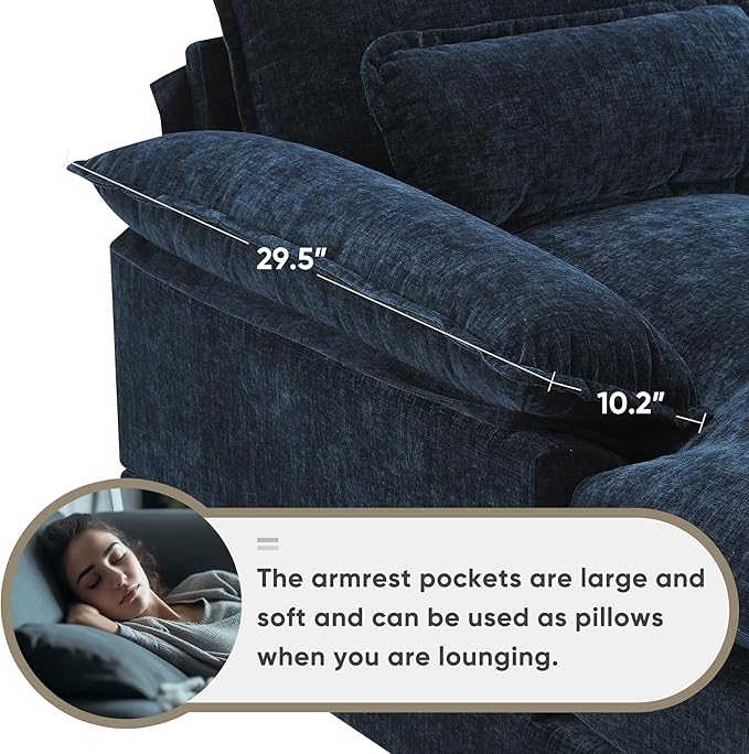 U Shaped Symmetrical Modular Sectional Sofa Cloud Couch with Double Chaise Lounge and Center Console,Cupholders and USB Ports, Deep Seat Upholstered Sleeper Corner Sofa&Couches for Living Room - LeafyLoom