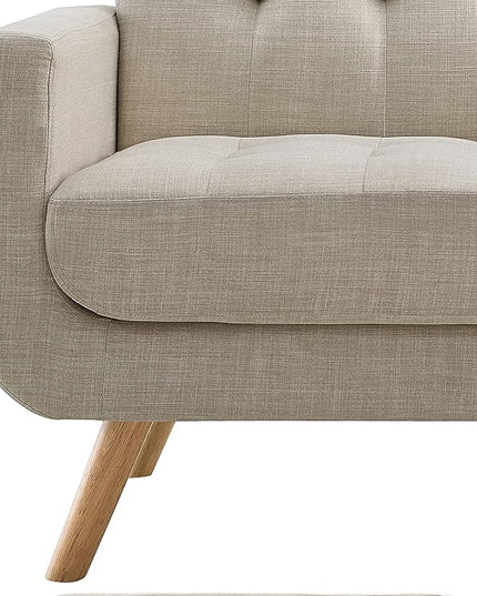 ROSEVERA Elena Contemporary Accent Armchair with Linen Upholstery Living Room Furniture, Beige - LeafyLoom