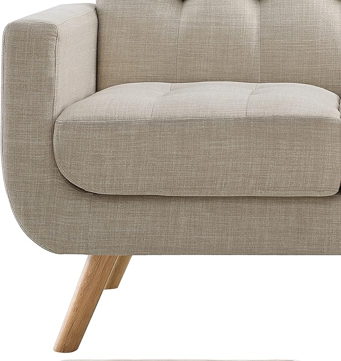 ROSEVERA Elena Contemporary Accent Armchair with Linen Upholstery Living Room Furniture, Beige - LeafyLoom