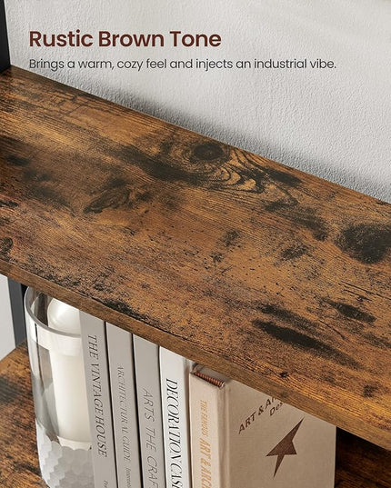 VASAGLE 6-Tier Bookshelf, Book Shelf, Industrial Bookcase, with Steel Frame, for Living Room, Home Office, Bedroom, 9.4 x 23.6 x 73.2 Inches, Rustic Brown and Black ULLS113B01 - LeafyLoom