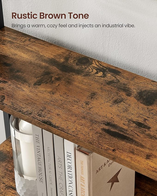 VASAGLE 6-Tier Bookshelf, Book Shelf, Industrial Bookcase, with Steel Frame, for Living Room, Home Office, Bedroom, 9.4 x 23.6 x 73.2 Inches, Rustic Brown and Black ULLS113B01 - LeafyLoom
