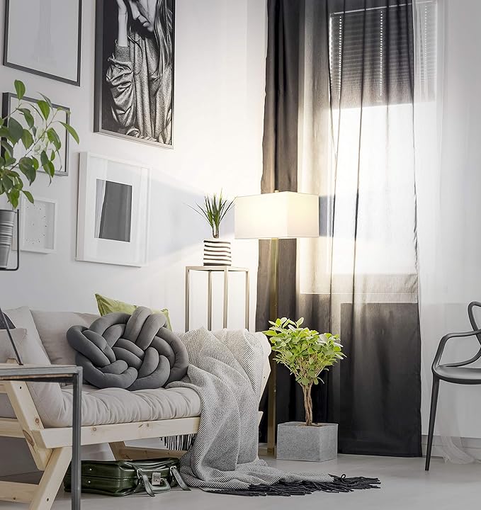 Brightech Stella Mid-Century Modern Standing Lamp, Contemporary Lamp for Living Rooms & Offices, LED Floor Lamp for Reading and Work, Excellent Tall Lamp with Heavy Base for Living Room Décor - Brass - LeafyLoom