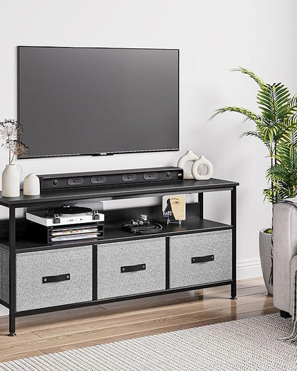 IDEALHOUSE Dresser TV Stand, Entertainment Center with Storage, 55 Inch TV Stand for Bedroom Small TV Stand Dresser with Drawers and Shelves, TV & Media Console Table Furniture for Living Room, Grey - LeafyLoom