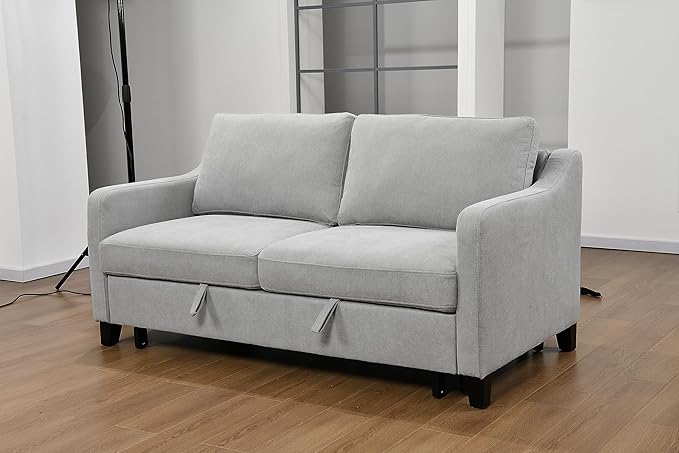 68.5" Oversized Loveseat Sofa Bed W/Pull Out Sleeper Couch and 2 Pillows,3 in 1 Reclining Backrest Queen Size Love Seat Convertible Spacious Sofabed for Home Apartment Office Living Room - LeafyLoom
