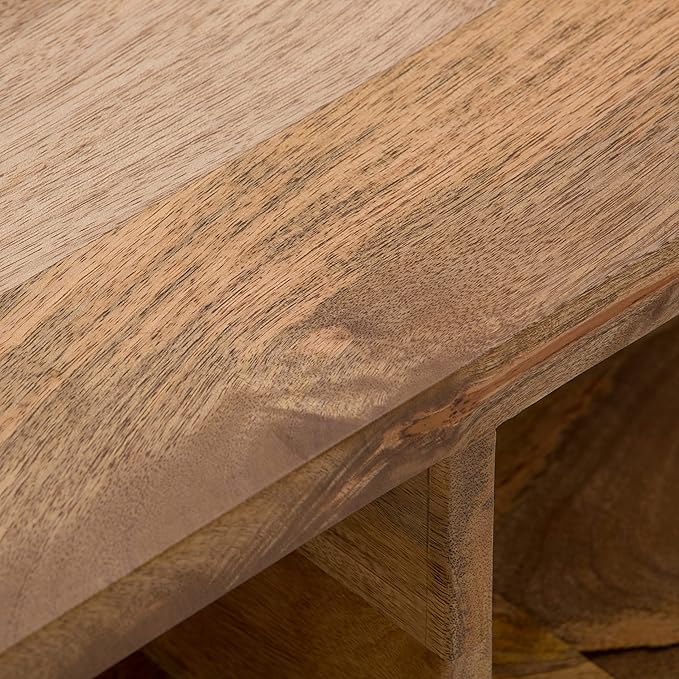 SIMPLIHOME Hunter SOLID MANGO WOOD and Metal 48 Inch Wide Rectangle Industrial Lift Top Coffee Table in Natural, For the Living Room and Family Room - LeafyLoom