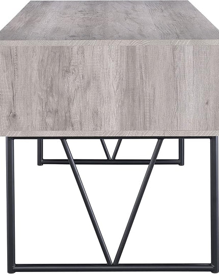 Coaster Home Furnishings Analiese Rustic 63-Inch 4-Drawer Home Office Computer Writing Desk Study Table with Storage Engineered Eco-Friendly Wood Look Laminate Sturdy Steel Grey Driftwood 801999 - LeafyLoom