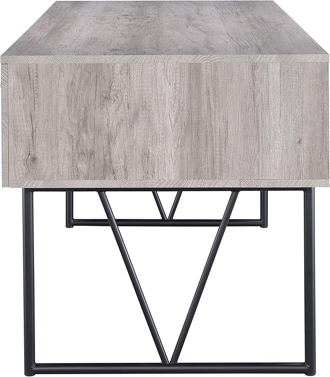 Coaster Home Furnishings Analiese Rustic 63-Inch 4-Drawer Home Office Computer Writing Desk Study Table with Storage Engineered Eco-Friendly Wood Look Laminate Sturdy Steel Grey Driftwood 801999 - LeafyLoom