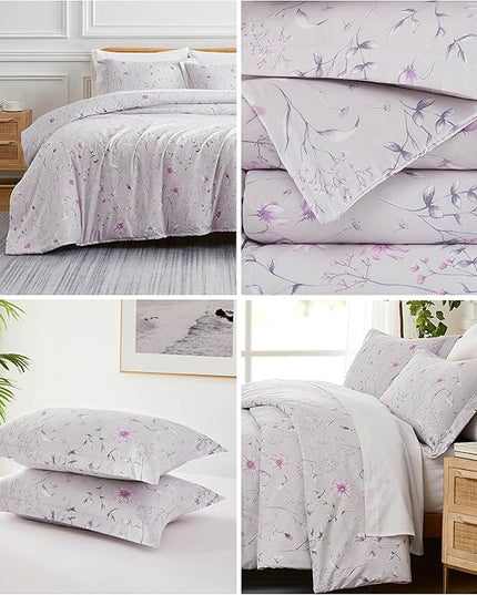Southshore Fine Living, Inc. 3-Piece Oversized King Comforter Set, Down Alternative All-Season Comforter with Matching Shams, Soft Floral Bedspread for King or Cal King Beds, Secret Meadow Grey - LeafyLoom