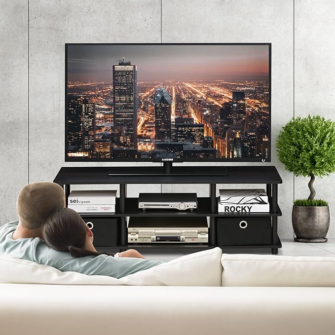 FURINNO Econ TV Entertainment Center, Espresso - LeafyLoom