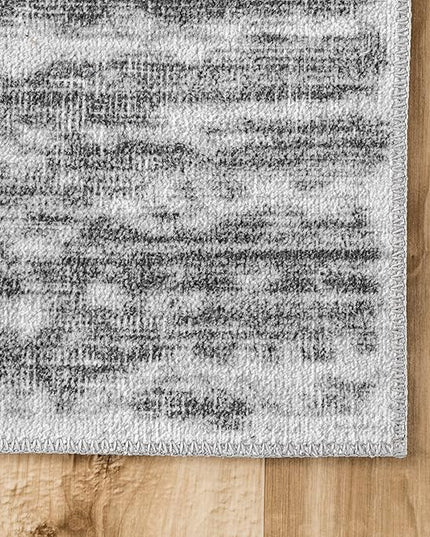 nuLOOM Avelina Abstract Stripes Machine Washable Ultra Thin Area Rug, 5' x 8', Light Grey - LeafyLoom