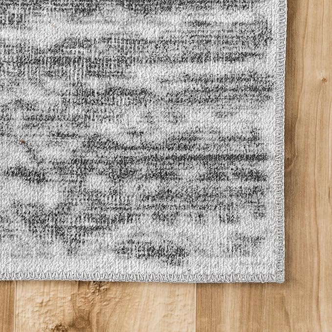 nuLOOM Avelina Abstract Stripes Machine Washable Ultra Thin Area Rug, 5' x 8', Light Grey - LeafyLoom