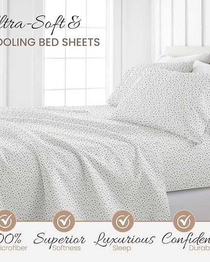 Linen Market 3 Piece Twin Bedding Sheet Set (Light Gray Leaves) - Sleep Better Than Ever with These Ultra-Soft & Cooling Bed Sheets for Your Twin Size Bed - Deep Pocket Fits 16" Mattress - LeafyLoom