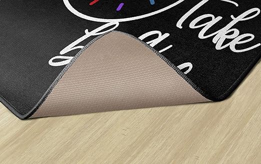 Flagship Carpets Take A Break Childrens Time Clock Classroom Entryway or Home Door Mat or Small Area Rug, 30" x 30", Black - LeafyLoom