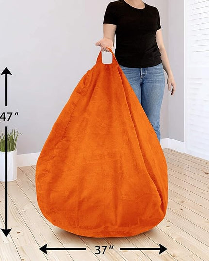 Bean Bag Stuffed Animal Storage Or Cover | No Filler | Extra Large | for Adults Or Kids | Double Stitched | Durable Zipper | Premium Microsuede - LeafyLoom
