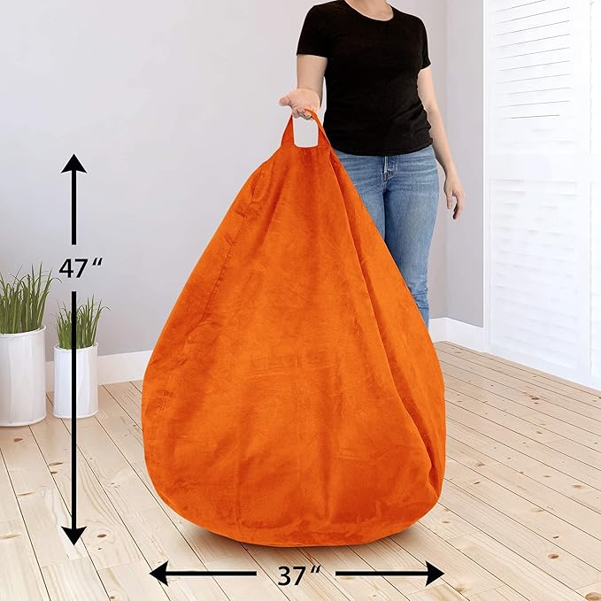 Bean Bag Stuffed Animal Storage Or Cover | No Filler | Extra Large | for Adults Or Kids | Double Stitched | Durable Zipper | Premium Microsuede - LeafyLoom