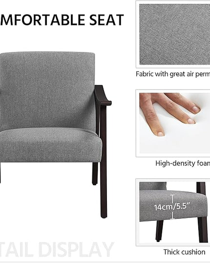 Yaheetech Accent Chair, Mid-Century Living Room Chair, Modern Linen Fabric Side Chair with High Back for Living Room/Office/Bedroom, Minimalist, Dark Gray - LeafyLoom