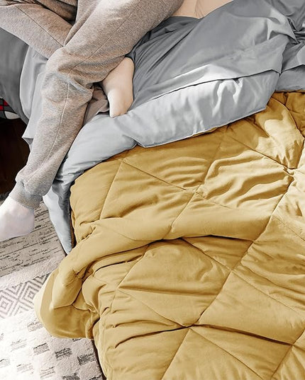 Bedsure Yellow Twin Comforter Set - 5 Pieces Reversible Twin Bed in a Bag, Extra Long Twin Bed Set with Comforters, Sheets, Pillowcase & Sham, Twin Bedding Sets for College - LeafyLoom