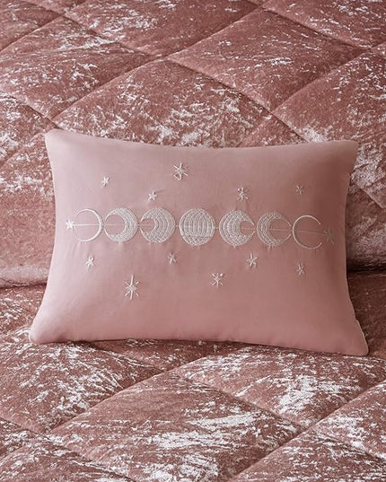 Intelligent Design Twin Comforter Set, Velvet Comforter Set , Luxury Diamond Quilting Comforter Set, Fluffy Comforter Bed Set with Decorative Pillowand 1 Sham, 3 Piece Pink, Twin/Twin XL - LeafyLoom
