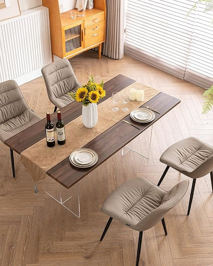 Kidol & Shellder Modern Dining Chairs Set of 2 Kitchen & Dining Room Chairs Upholstered Accent Chair Living Room Chairs Kitchen Chairs Comfy Chair for Bedrooms Waiting Room Home(Khaki) - LeafyLoom