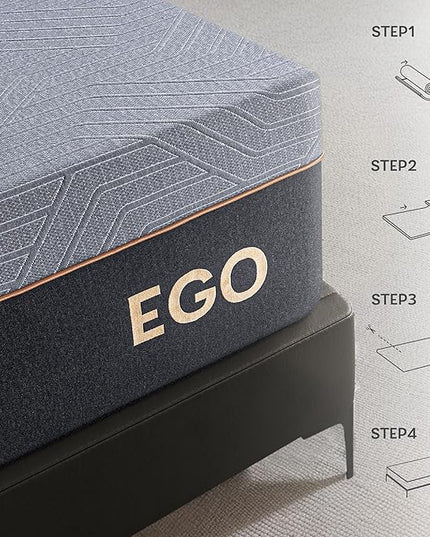 EGOHOME 14 Inch Full Mattress, Copper Gel Memory Foam Mattress for Pain Relief, Therapeutic Mattress in a Box, CertiPUR-US Certified, Fiberglass Free Medium Mattress, Black - LeafyLoom