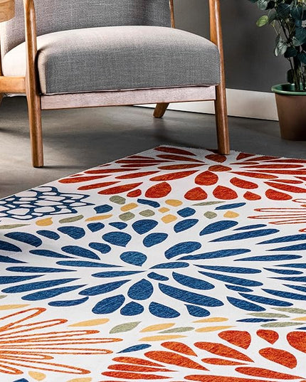 nuLOOM McEwen Bohemian Floral Machine Washable Ultra Thin Area Rug, 3' x 5', Multi - LeafyLoom