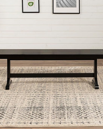 Walker Edison 3 Person Modern Farmhouse Wood Armless Kitchen Table Set Dining Chairs, 60 Inch, Black & Modern Farmhouse Wood X-Back Armless Dining Chairs Kitchen, Set of 2, Black - LeafyLoom