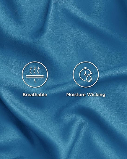 Bedsure King Size Sheet Set, Cooling Sheets King, Rayon Derived from Bamboo, Deep Pocket Up to 16", Breathable & Soft Bed Sheets, Hotel Luxury Silky Bedding Sheets & Pillowcases, Bluejay - LeafyLoom