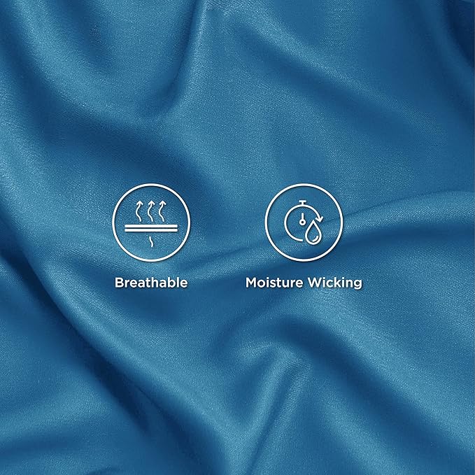 Bedsure King Size Sheet Set, Cooling Sheets King, Rayon Derived from Bamboo, Deep Pocket Up to 16", Breathable & Soft Bed Sheets, Hotel Luxury Silky Bedding Sheets & Pillowcases, Bluejay - LeafyLoom