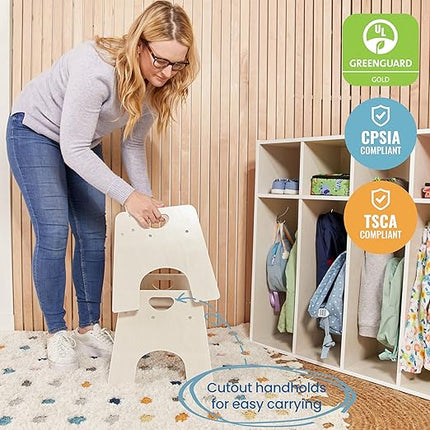 ECR4Kids Stackable Wooden Toddler Chair, 10in, Kids Furniture, White Wash, 2-Pack - LeafyLoom