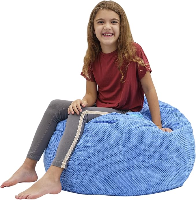 EMMandSOPHIE Kids Bean Bag Chair - Bean Bag Chair Kids- Toddler Bean Bag Chair- Bean Bag Stuffed Animal Storage -Bean Bag Chairs for Kids -Stuffed Animal Bean Bag Storage - Kid Bean Bag Chair - LeafyLoom